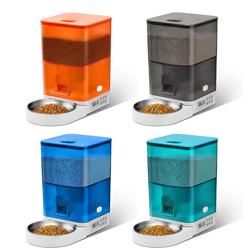 Colorful WiFi Enabled Smart Pet Food Feeder for Cats and Dogs Automatic Food Dispenser with Portion Control  and Timer