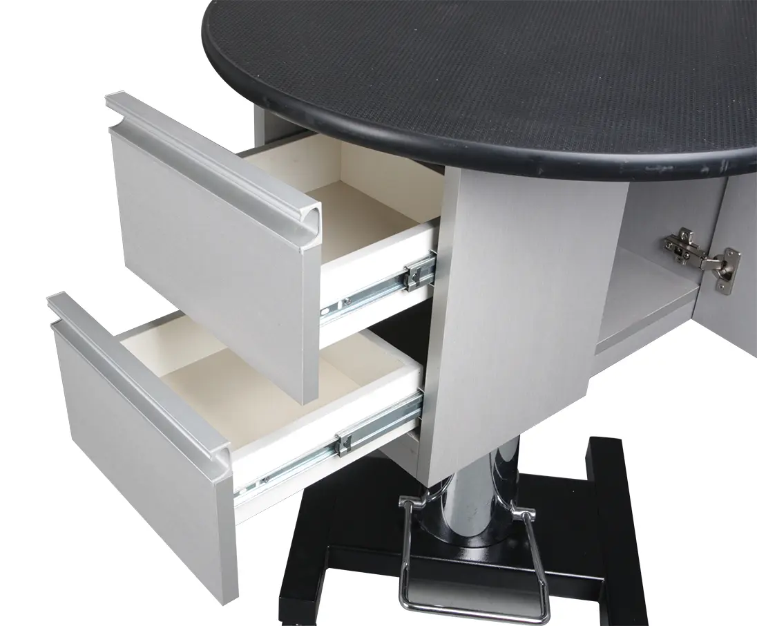 Multi-color Pet Trimming and Grooming Table with Storage Cabinet for Convenient Pet Table