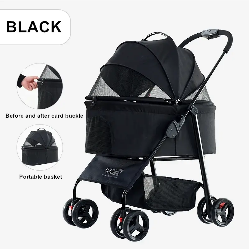 Best Price Luxury Pet Stroller Cart Pet Travel Strollers For Dog Cat With 4 Wheels