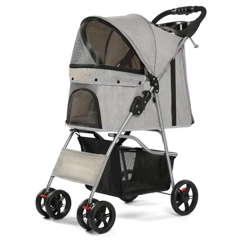 Lightweight folding pet cart Easy to install dog walking dog cart Outdoor small dog cat trolley