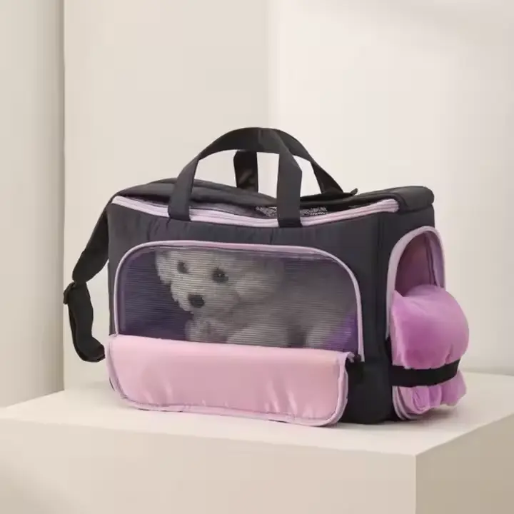 Customizable Portable Pet Travel Bag for Cat Dog Breathable Mesh Cloth Small Dog One Shoulder Carrier Customizable Cage Carrier