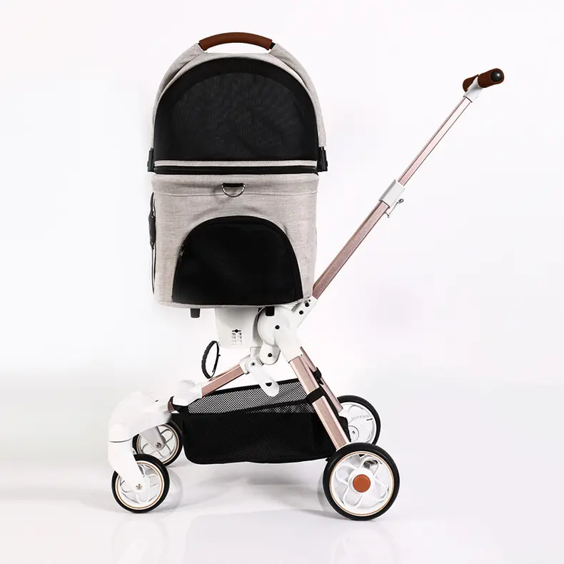 Lightweight Double Layer Pet Stroller for Dogs and Cats Detachable & Foldable Featuring a Convenient Cat Litter Box Accessory