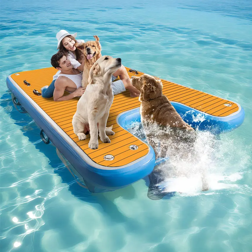 Factory Wholesale Pvc Inflatable Water Ladder Ramps Dogs Steps Foldable Inflatable Pool Dog Ramp for Dock