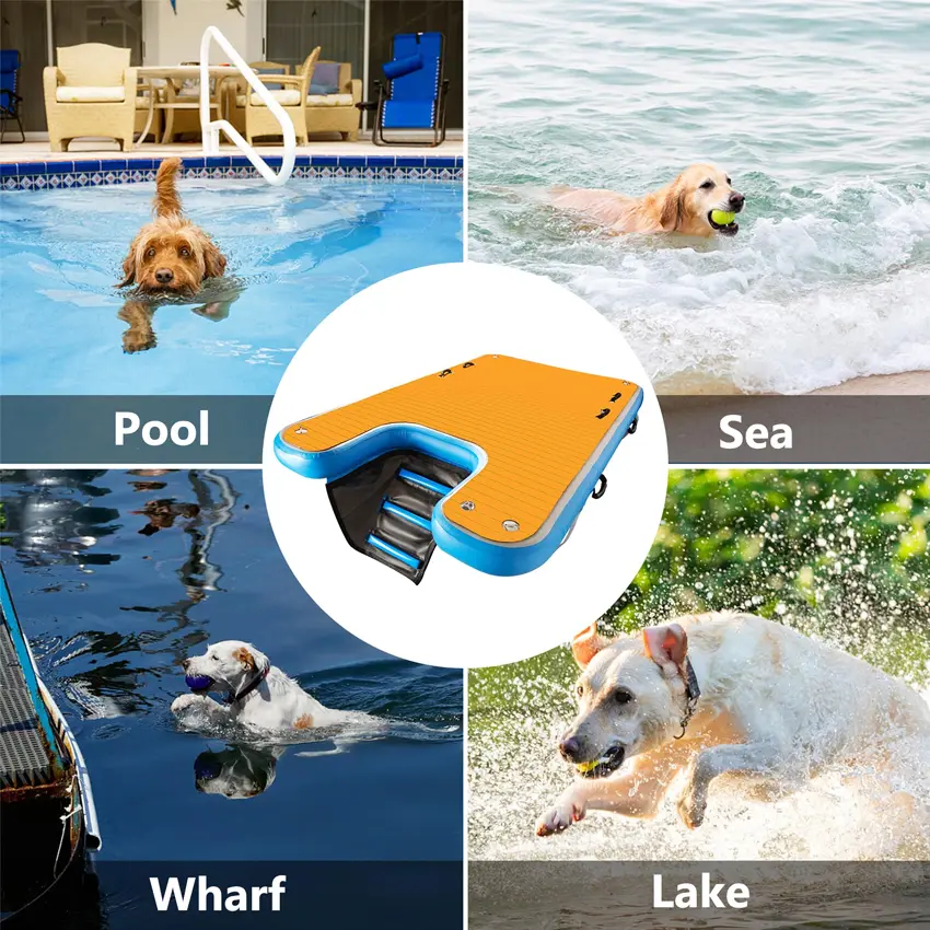 Factory Wholesale Pvc Inflatable Water Ladder Ramps Dogs Steps Foldable Inflatable Pool Dog Ramp for Dock