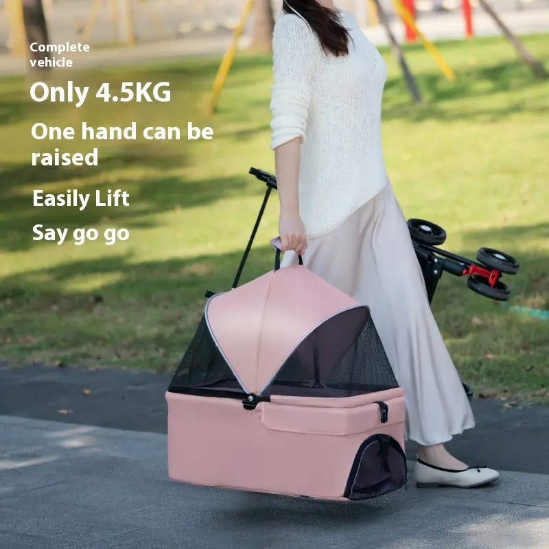 Luxury 4-Wheel Foldable Pet Stroller for Two Large Dogs/Cats High Quality Oxford Material Price