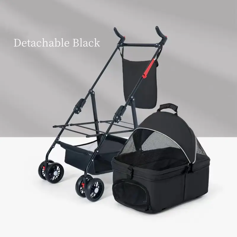 4 Wheel Pet Travel Stroller Detachable Factory Wholesale Dog Cat Cart Pet Carrier Easy Folding Portable Dog Trolley Cat Stroller