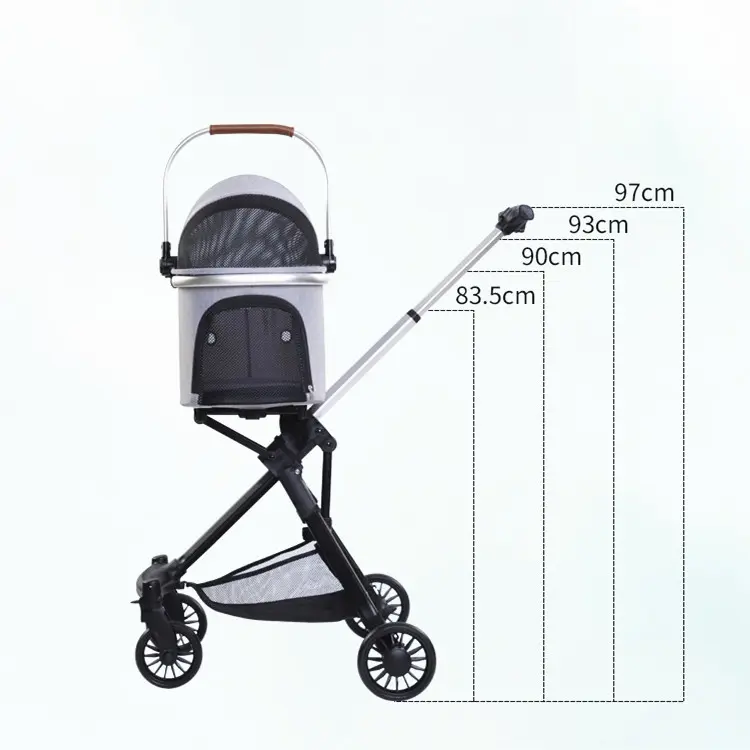 4 Wheels Luxury Pet Stroller Dog Carrier Detachable Pet Cat Stroller Adjustable Mall Pet Stroller