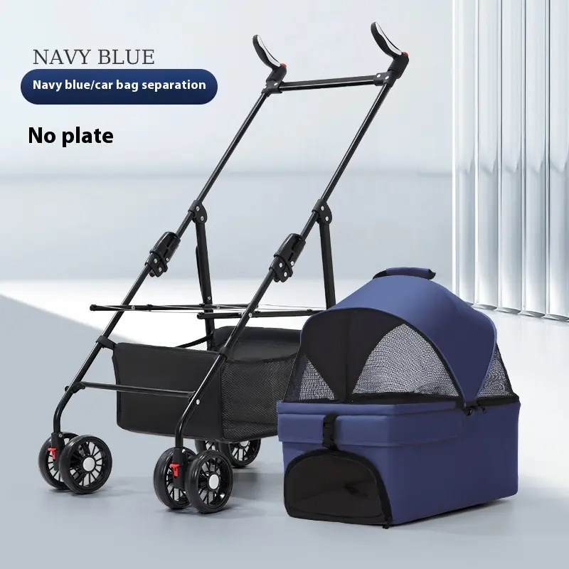 Luxury 4-Wheel Foldable Pet Stroller for Two Large Dogs/Cats High Quality Oxford Material Price
