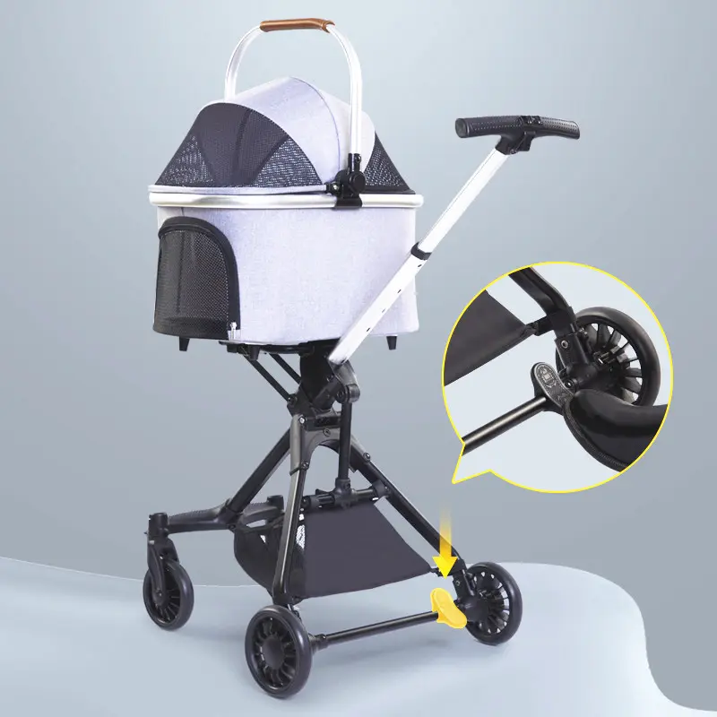 4 Wheels Luxury Pet Stroller Dog Carrier Detachable Pet Cat Stroller Adjustable Mall Pet Stroller