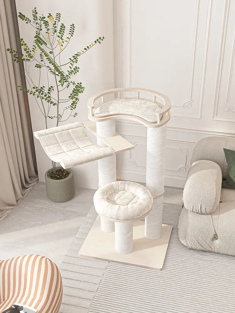 Cat Tree 2024 Hot Selling Pet Cat Climbing Frame Modern Wooden Sisal Multi Level Luxury Large Cat Tree