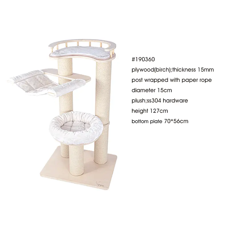 Cat Tree 2024 Hot Selling Pet Cat Climbing Frame Modern Wooden Sisal Multi Level Luxury Large Cat Tree