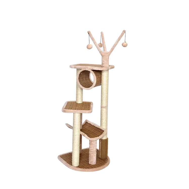 Climbing Gyms Plush Wicker Cat Tree Furniture for Large Cats Playing