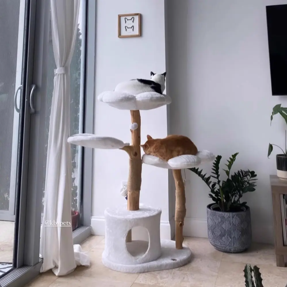 Modern Wood Cat Tree with Jumping Platform Scratcher Grinding Claw Toy Nest-Factory Wholesale Climbing Rack with Branches