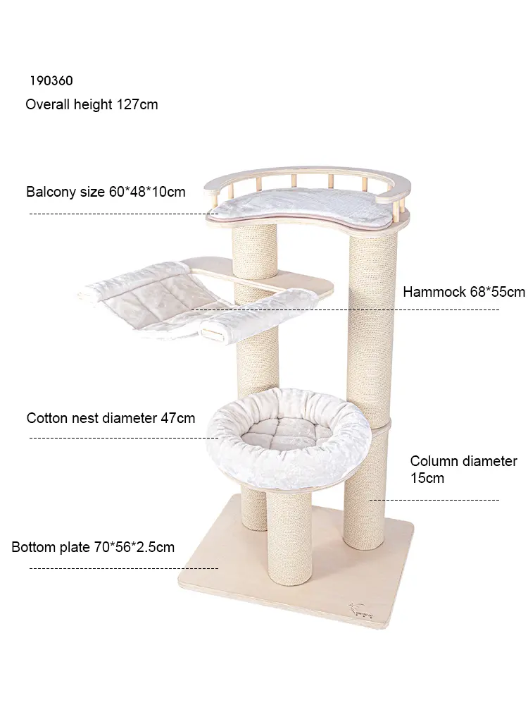 Cat Tree 2024 Hot Selling Pet Cat Climbing Frame Modern Wooden Sisal Multi Level Luxury Large Cat Tree