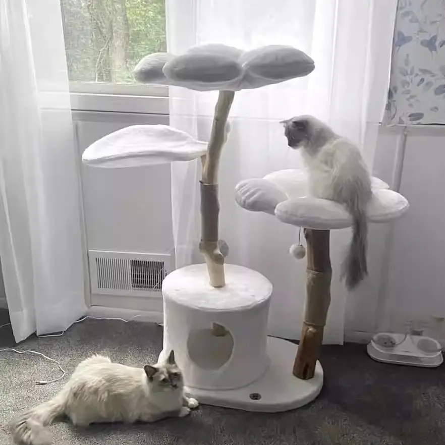 Modern Wood Cat Tree with Jumping Platform Scratcher Grinding Claw Toy Nest-Factory Wholesale Climbing Rack with Branches