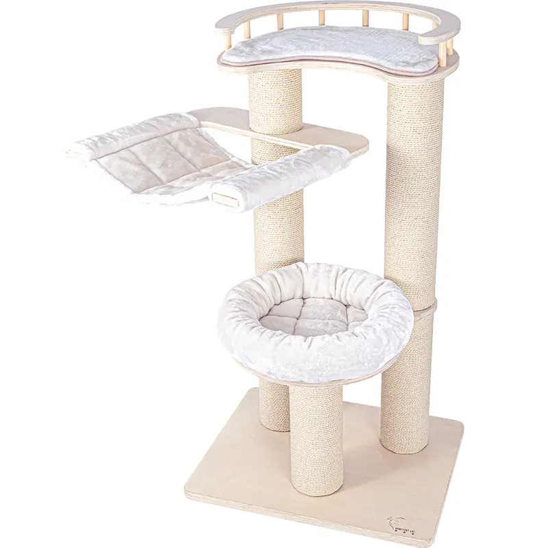 Cat Tree 2024 Hot Selling Pet Cat Climbing Frame Modern Wooden Sisal Multi Level Luxury Large Cat Tree