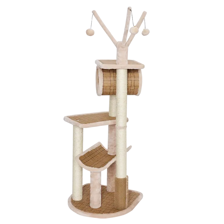 Climbing Gyms Plush Wicker Cat Tree Furniture for Large Cats Playing