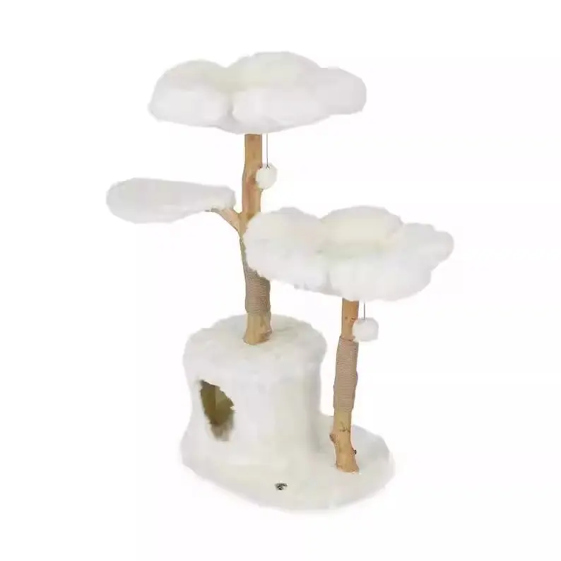Modern Wood Cat Tree with Jumping Platform Scratcher Grinding Claw Toy Nest-Factory Wholesale Climbing Rack with Branches