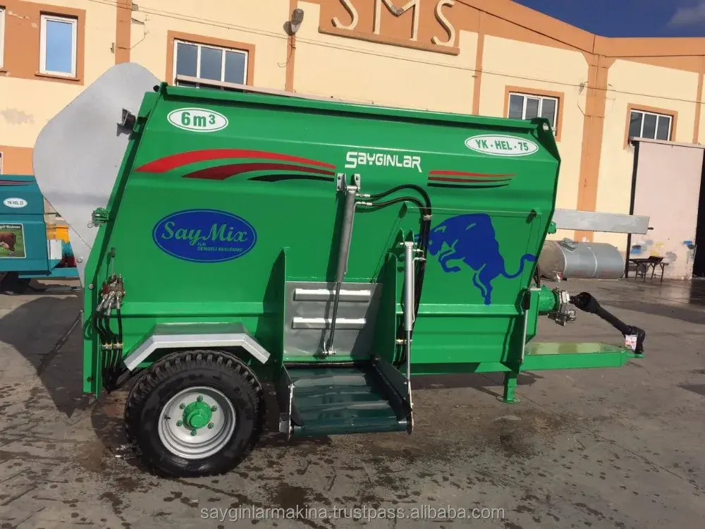 Horizontal Auger cattle Feed Mixing Equipment Optional Digital Loadcell 6m3 Tmr Wagon Feed Mixer