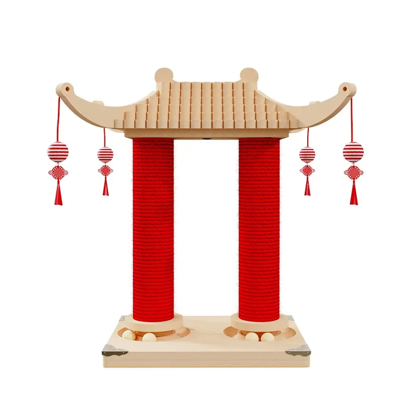 High-Efficient Wood Integrated Cat Climbing Rack Thick Cat Scratching Column Wear-Resistant Dummy Turntable Toy Interactive Pet