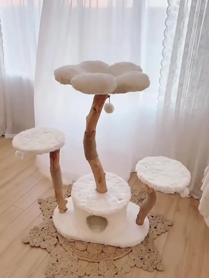 Modern Wood Cat Tree with Jumping Platform Scratcher Grinding Claw Toy Nest-Factory Wholesale Climbing Rack with Branches