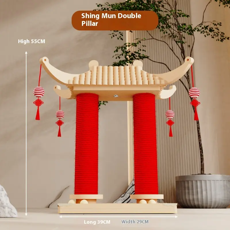 High-Efficient Wood Integrated Cat Climbing Rack Thick Cat Scratching Column Wear-Resistant Dummy Turntable Toy Interactive Pet