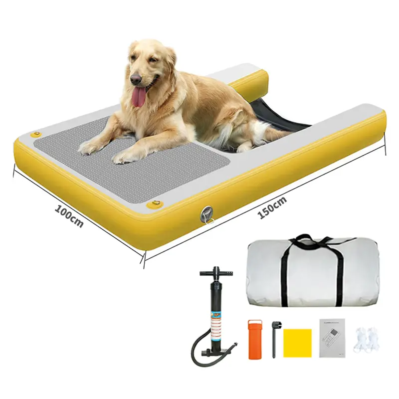 Durable Inflatable Pet Floating Pad for Pool, Non-Slip Water Safety Mat - Perfect for Dogs & Cats