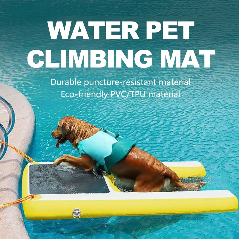 Durable Inflatable Pet Floating Pad for Pool, Non-Slip Water Safety Mat - Perfect for Dogs & Cats