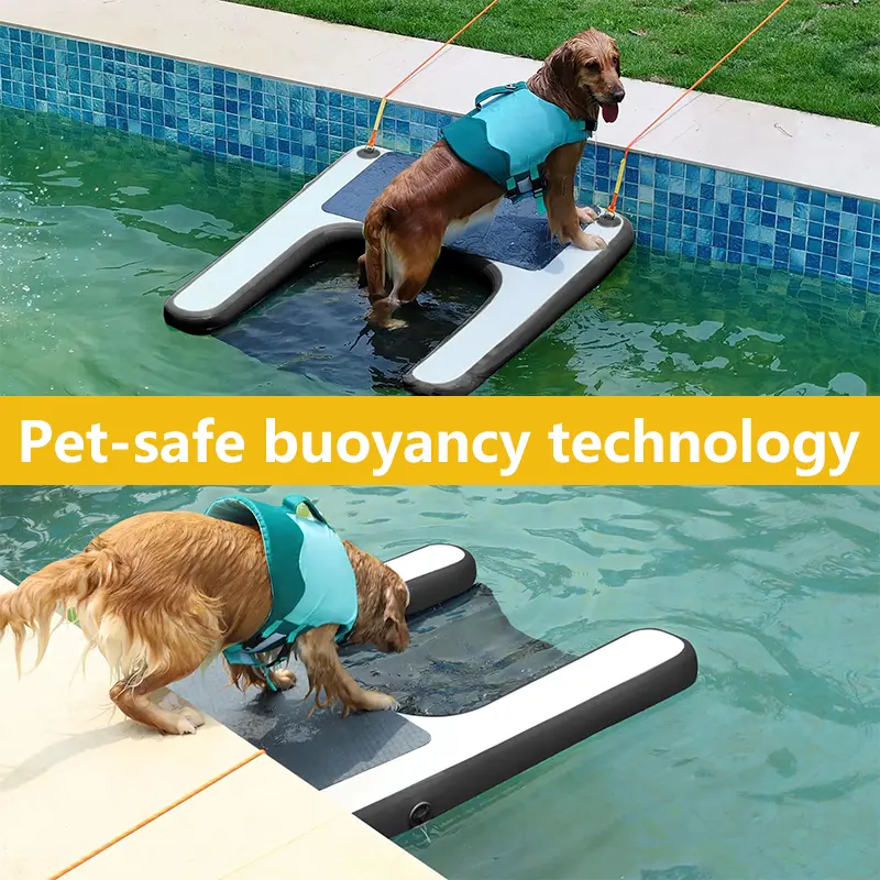 Durable Inflatable Pet Floating Pad for Pool, Non-Slip Water Safety Mat - Perfect for Dogs & Cats