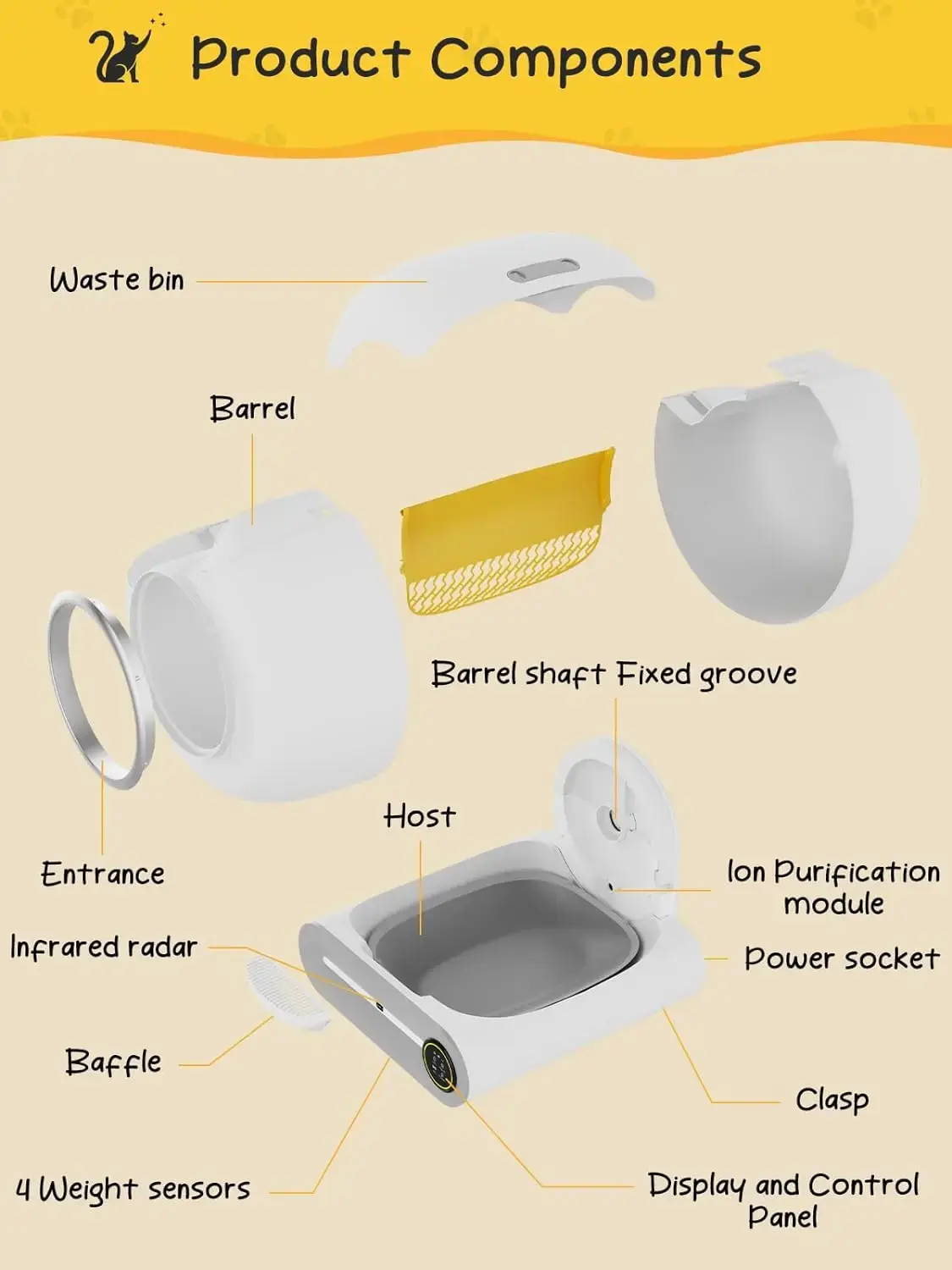 TS Automatic cat litter box extra large smart cat toilet enclosed deodorizing electric poop scooper device