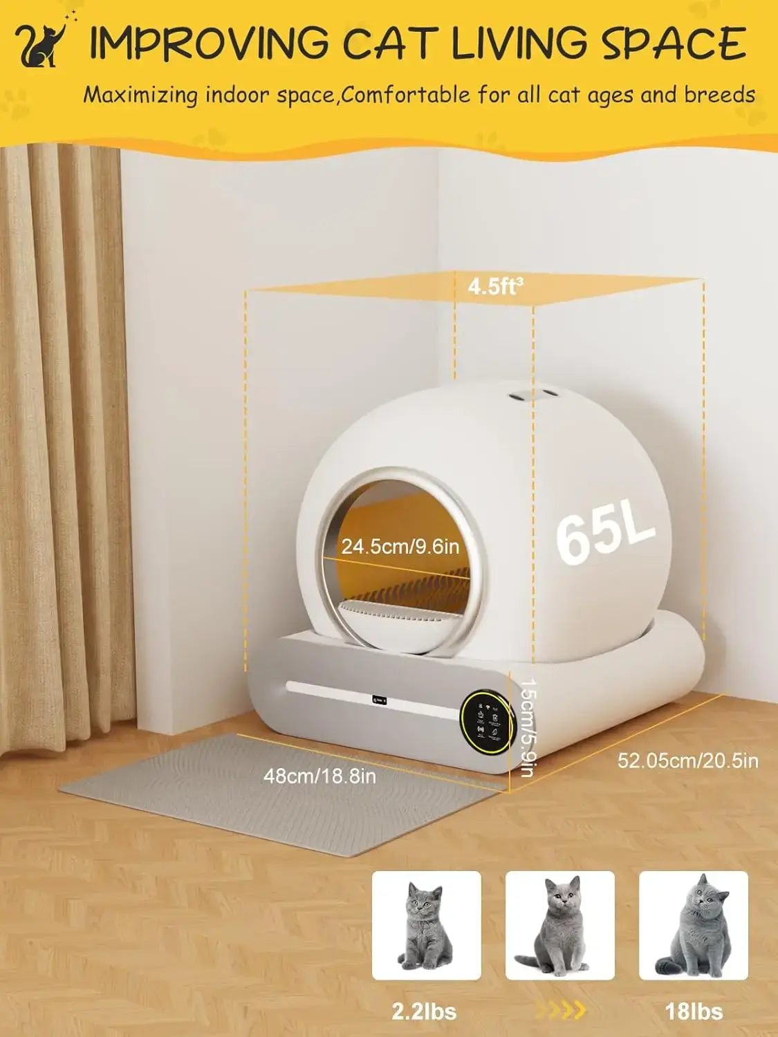 TS Automatic cat litter box extra large smart cat toilet enclosed deodorizing electric poop scooper device