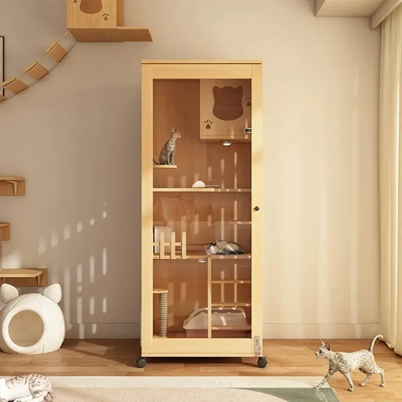 Customizable Three-Story Indoor Cat Villa Unique Multi-story Cat Nest House Showcase Cabinet Product Type for Breeding Cages