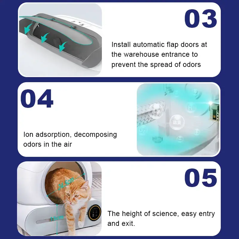 New Product Customization Whisper-Quiet Motor The Largest Automatic Litter Box