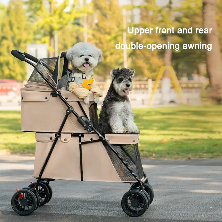 Wholesale Double Layer Waterproof Foldable Detachable Outdoor Large Cat Cart Trolley Dog Pet Stroller