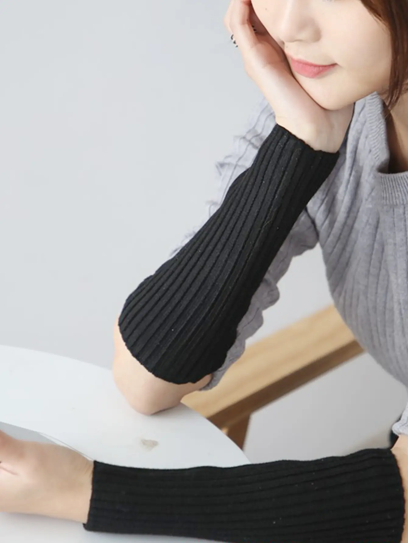 Women Soft Wool Blend Arm Warmers Elbow Wrist Joint Protect Sleeve Glove 36cm Elastic Knit y2k Goth Punk Running Yoga Arm Protec