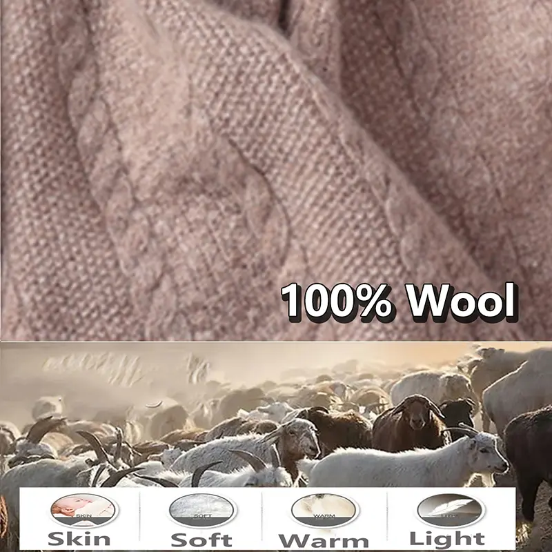 100% Wool Knitted Long Shalws For Women Winter Long Big Size Pashmina Soft Warm Neck Warmer Fashion Big Scarves 190cmx60cm