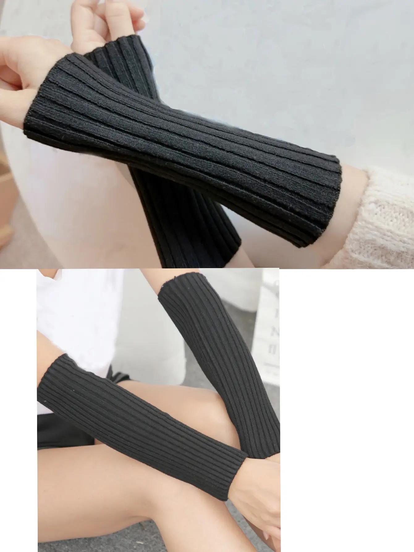 Women Soft Wool Blend Arm Warmers Elbow Wrist Joint Protect Sleeve Glove 36cm Elastic Knit y2k Goth Punk Running Yoga Arm Protec