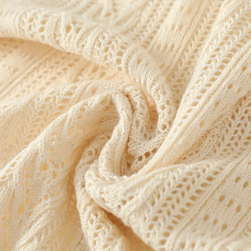 Solid Color Hollowed-Out Wheat Ear Pattern Square Knitted Shawl, Women'S Wool Shawl, Casual Neck Scarf, Paired With Shirt