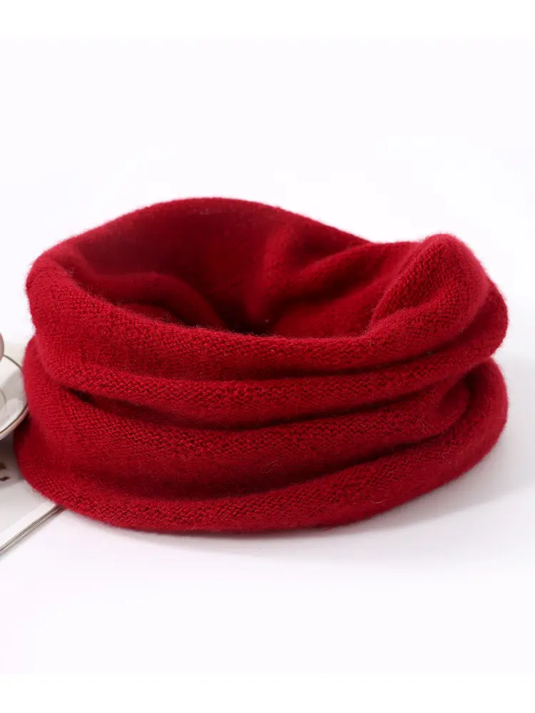100% Wool Knitted Ring Bandana Scarf For Women Winter Soft Neck Warmer Cashmere Heandband SKi Mask Winter Fashion Fake Collar