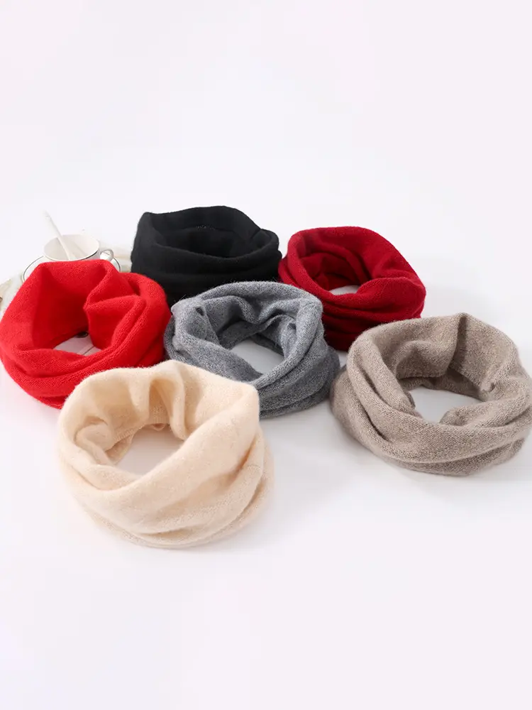 100% Wool Knitted Ring Bandana Scarf For Women Winter Soft Neck Warmer Cashmere Heandband SKi Mask Winter Fashion Fake Collar