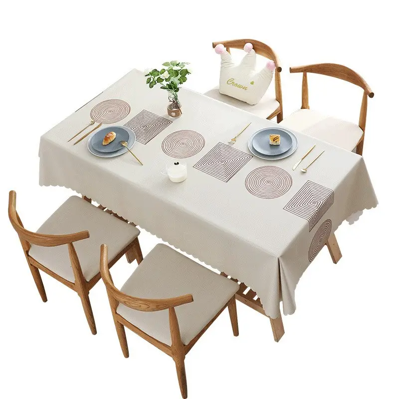 Waterproof and Heat-Resistant Rectangular Tablecloth for Home Use Easy to Clean Oil-Resistant