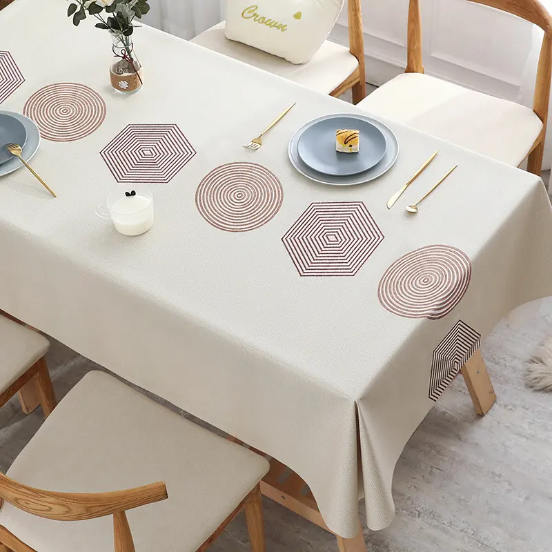 Waterproof and Heat-Resistant Rectangular Tablecloth for Home Use Easy to Clean Oil-Resistant