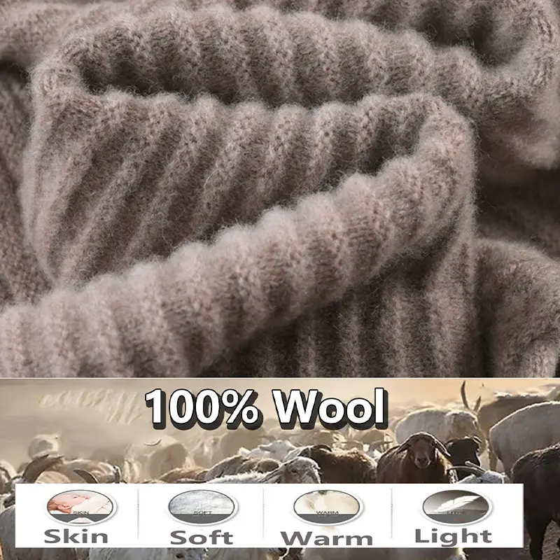 Unisex 100%Wool Hooded Scarf Hat Twist Soft Warm Wollen Balaclava Fake Collar Winter Autumn Korea Fashion Neck Warmer Women