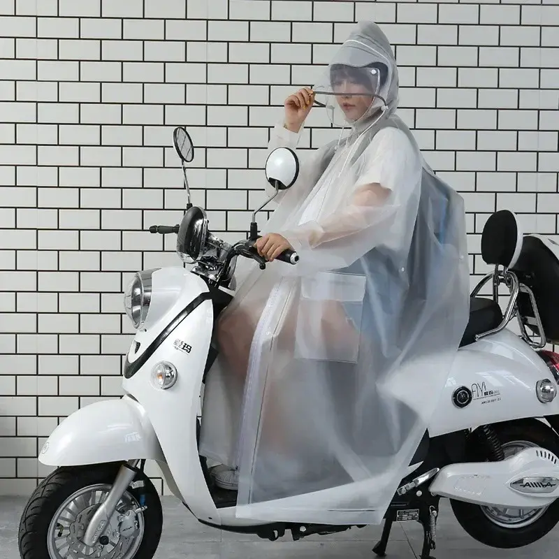 Long One-Piece Raincoat Long Double Brimmed Raincoat Three In One Raincoat Suitable For Backpack, Walking, Cycling, Etc