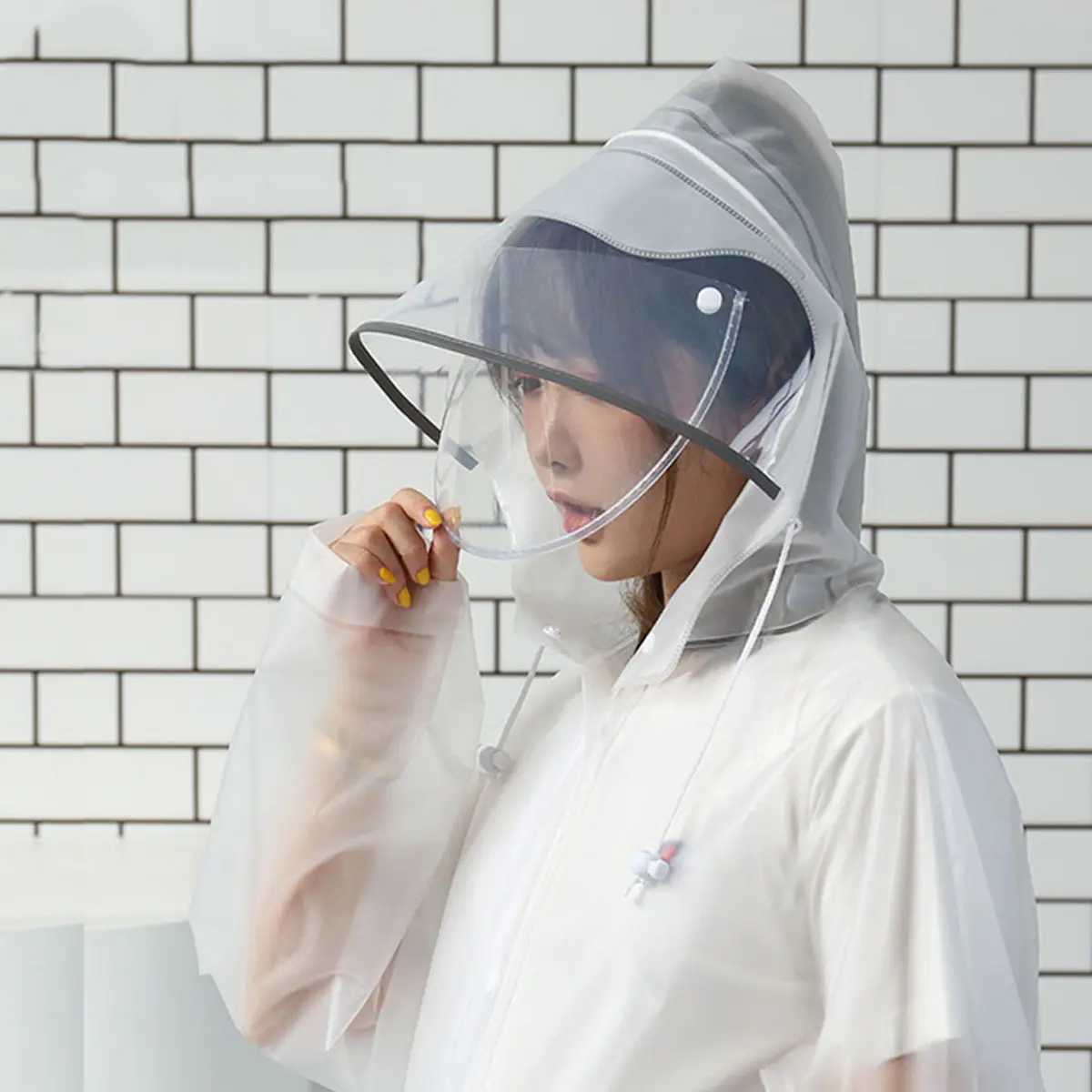 Long One-Piece Raincoat Long Double Brimmed Raincoat Three In One Raincoat Suitable For Backpack, Walking, Cycling, Etc