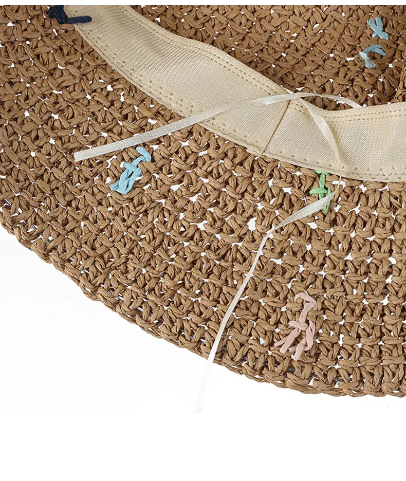 Women Summer Colorful Straw Hat Crochet Foldable UV Protect Bucket Outdoor Fishman Panama Fashion Beach Travel Sunscreen Cap