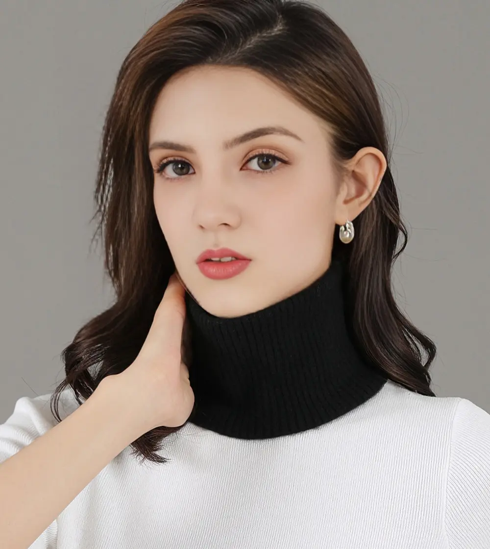 Wool Knitted Ring Scarf for Women Winter Soft Warm Cashmere Solid Neck Warmer Autumn Elastic Fashion Turtleneck False Collar