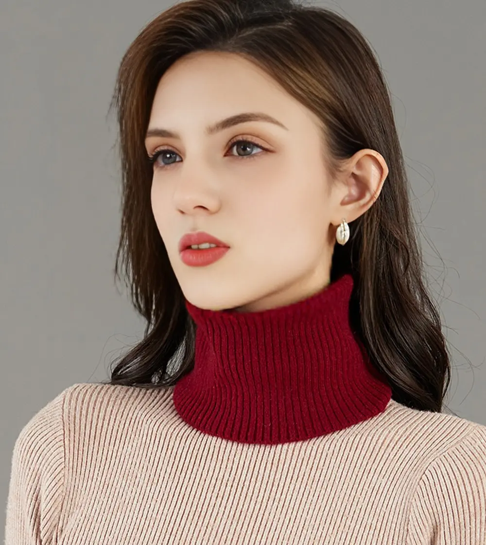 Wool Knitted Ring Scarf for Women Winter Soft Warm Cashmere Solid Neck Warmer Autumn Elastic Fashion Turtleneck False Collar