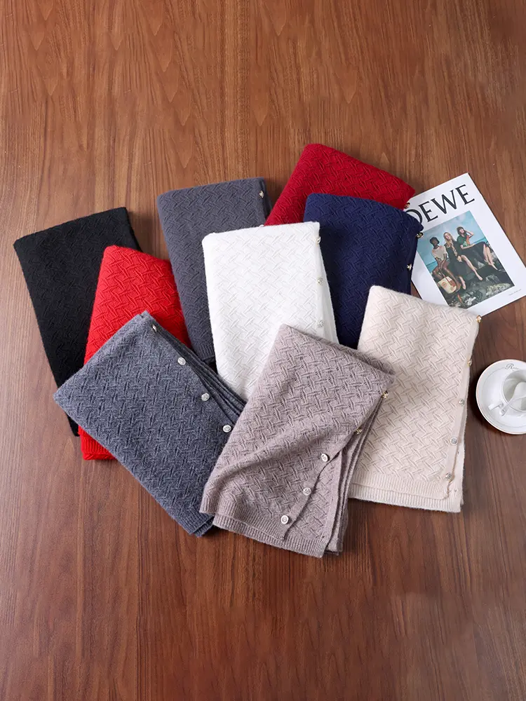 Ladies' 100% wool shawl hollow thin scarf dual-use external cloak knitted shoulder protection air conditioning cardigan shawl