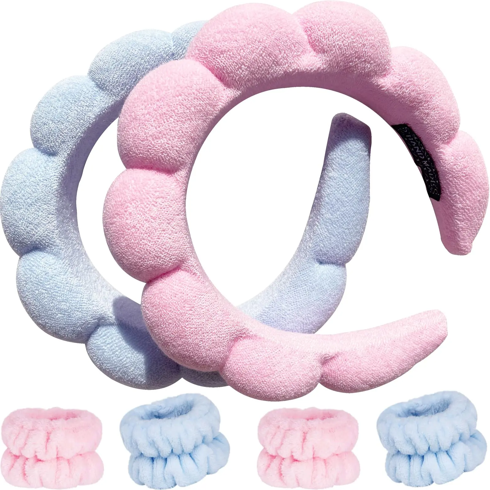 3Pcs Set Spa Headband for Women Washing Face Soft Spong Puffy Head Loop Makeup Removal Head Wrap Yoga Sport Exercise Hair Bands